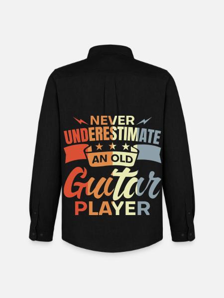 Never Underestimate An Old Guitar Player - Men's Oxford Shirt by Stanley/Stella - black