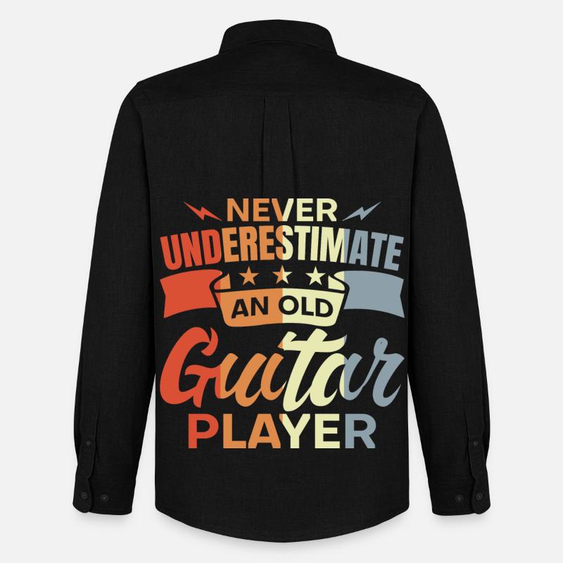 Never Underestimate An Old Guitar Player - Men's Oxford Shirt by Stanley/Stella - black