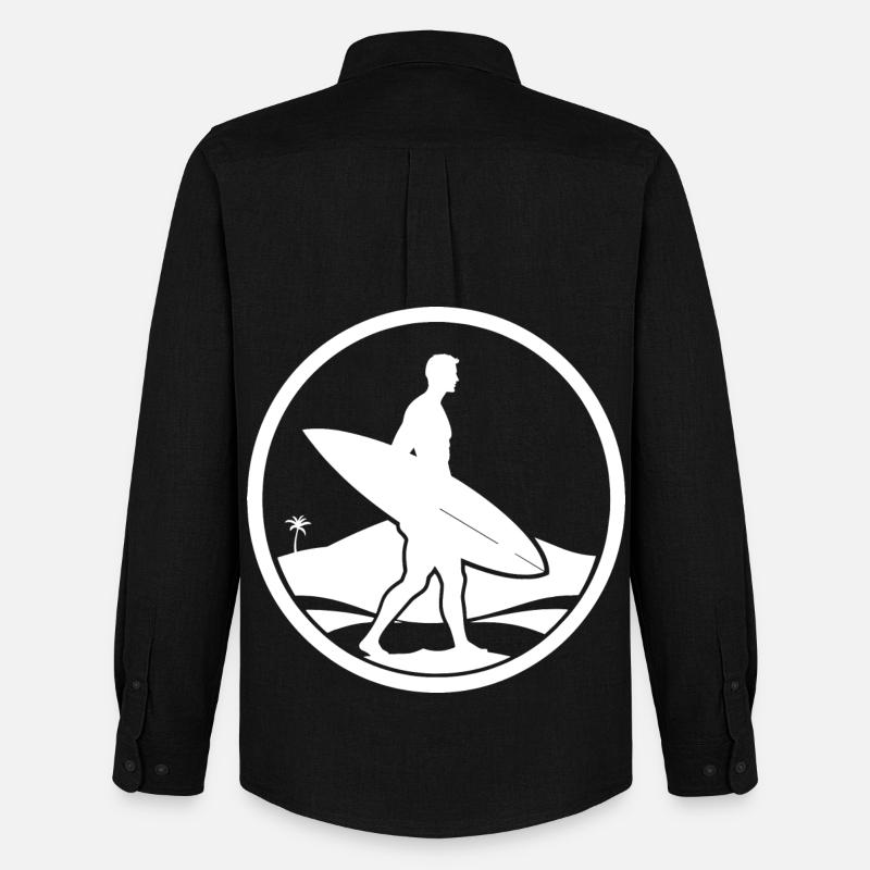 Surfer Logo - Männer Oxford Hemd von Stanley/Stella - Schwarz