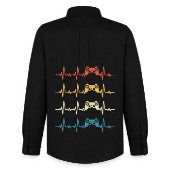 Console de jeu Retro Heartbeat Gamer Gaming - Men's Oxford Shirt by Stanley/Stella - black - Back - AI Model Male 185 dark (185cm)