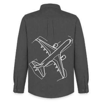 Airplane Drawing - Men's Oxford Shirt by Stanley/Stella - anthracite - Back - AI Model Male 185 dark (185cm)