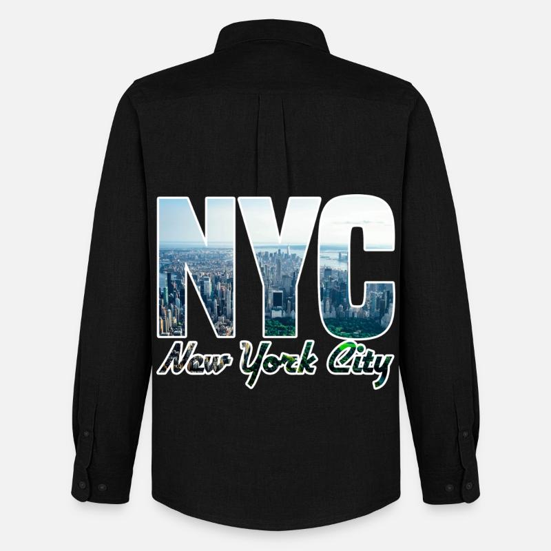NYC Skyline Blockbuchstaben - Männer Oxford Hemd von Stanley/Stella - Schwarz