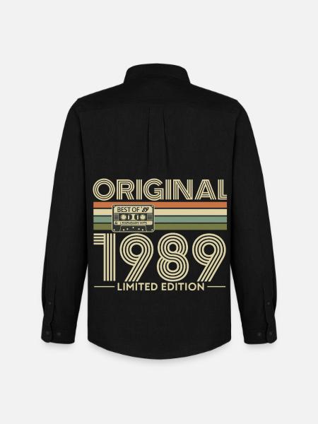 Original 1989 Limited Edition Cassette - Men's Oxford Shirt by Stanley/Stella - black
