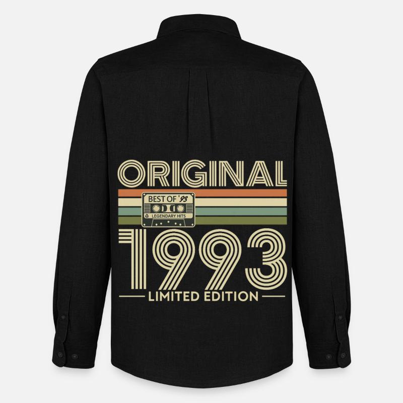 Retro 1993 Limited Edition Kassette - Männer Oxford Hemd von Stanley/Stella - Schwarz