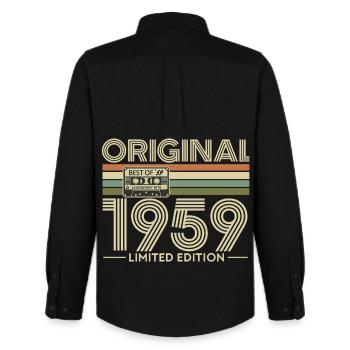 1959 Limited Edition Cassette - Men's Oxford Shirt by Stanley/Stella - black - Back - AI Model Male 185 dark (185cm)