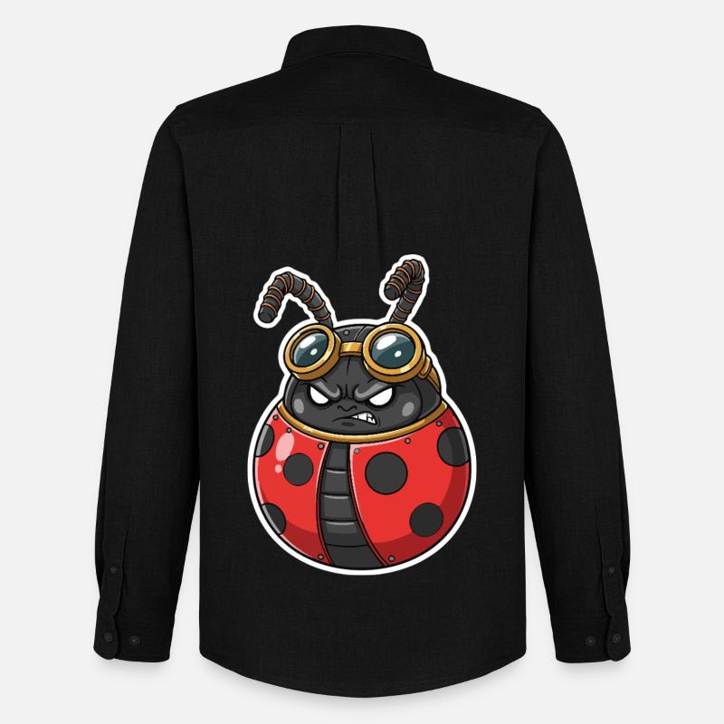 Steampunk Ladybug Rot und Chromrüstung - Männer Oxford Hemd von Stanley/Stella - Schwarz