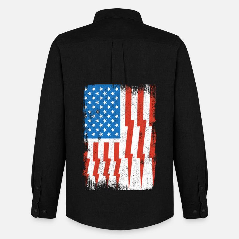 Elektriker US Flagge - Männer Oxford Hemd von Stanley/Stella - Schwarz