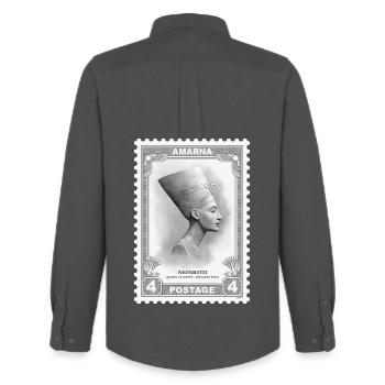Timbre Néfertiti - Chemise Oxford homme Stanley/Stella - charbon - Dos - AI Model Male 185 dark (185cm)