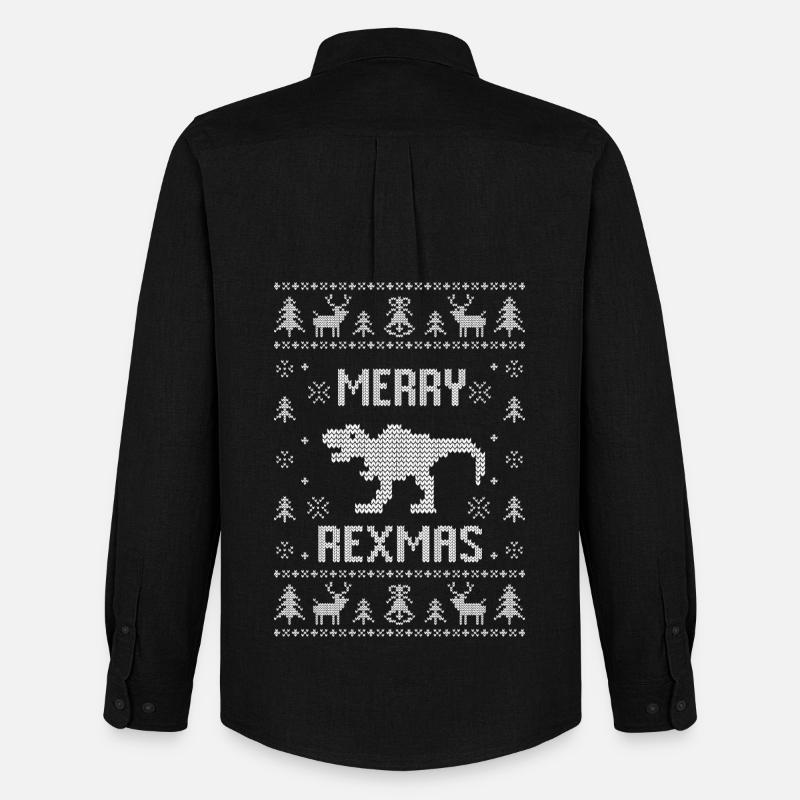 Dinosaurier Weihnachtspullover T-Rex Merry Rexmas - Männer Oxford Hemd von Stanley/Stella - Schwarz