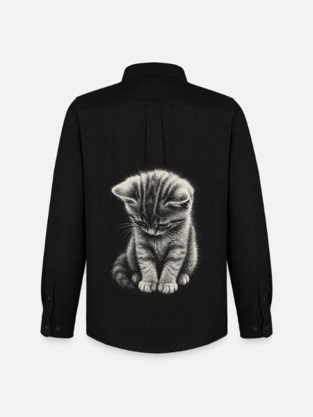 Chaton triste Chat mignon, dessin mignon - Chemise Oxford homme Stanley/Stella - noir