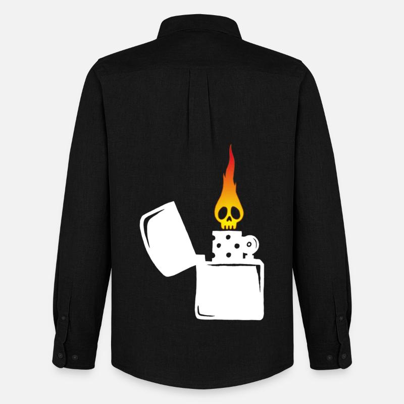 flaming skull and white lighter - Men's Oxford Shirt by Stanley/Stella - black