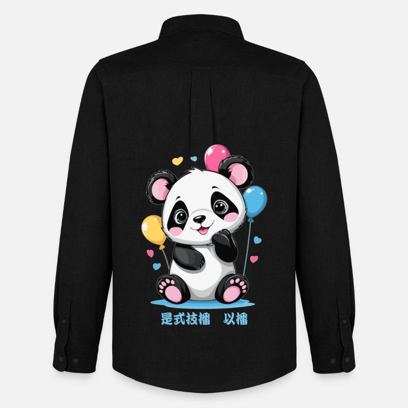 Süße Panda Bär - Männer Oxford Hemd von Stanley/Stella - Schwarz