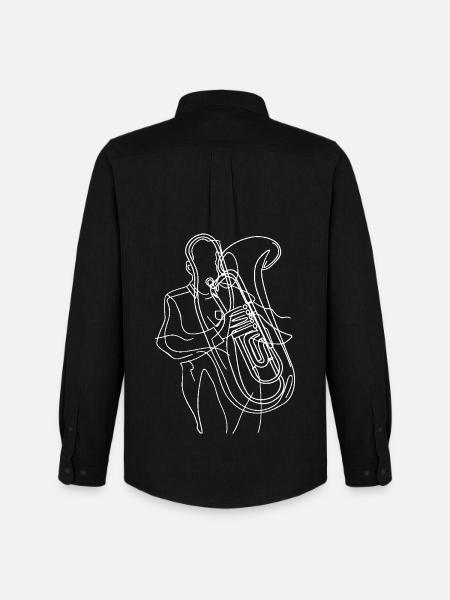 Tuba Player Line Art - Men's Oxford Shirt by Stanley/Stella - black