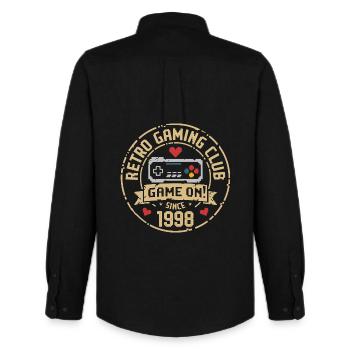 Vintage 1998 Birthday 1998 Gift 1998 - Men's Oxford Shirt by Stanley/Stella - black - Back - AI Model Male 185 dark (185cm)