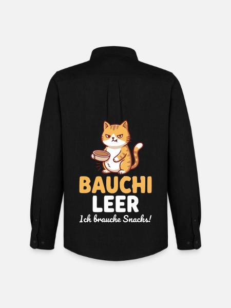 Bauchi leer Katze mit Kaffee - Männer Oxford Hemd von Stanley/Stella - Schwarz