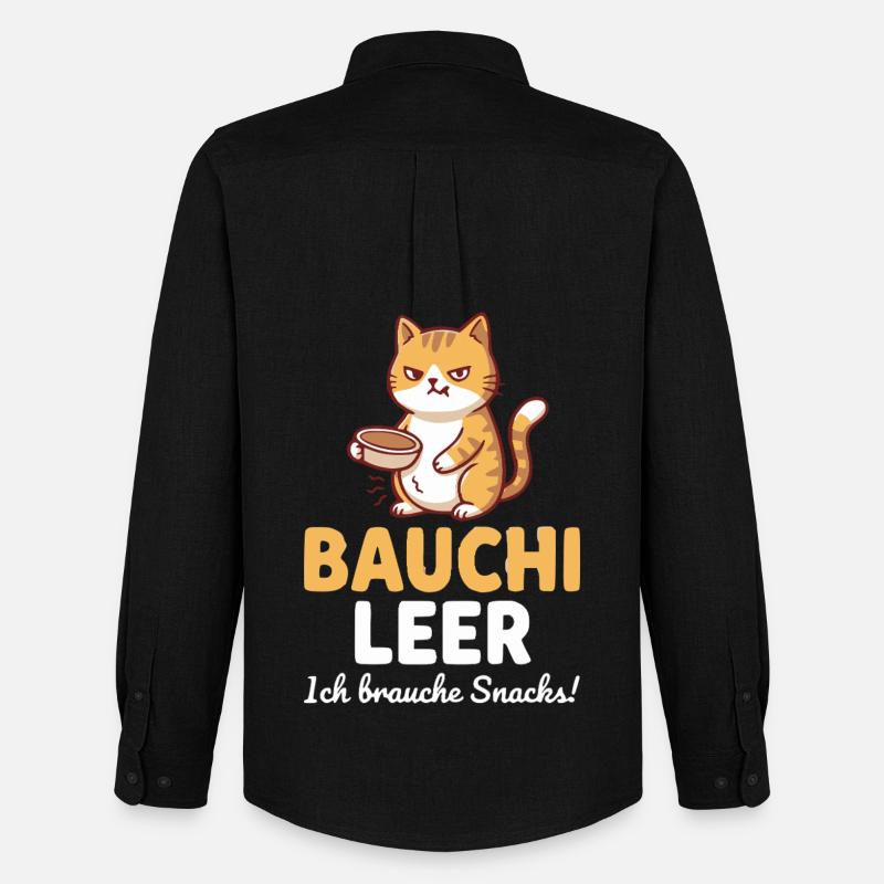 Bauchi leer Katze mit Kaffee - Männer Oxford Hemd von Stanley/Stella - Schwarz