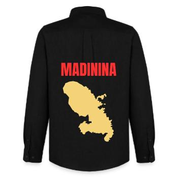 Madinina Martinique map t-shirt - Men's Oxford Shirt by Stanley/Stella - black - Back - AI Model Male 185 dark (185cm)