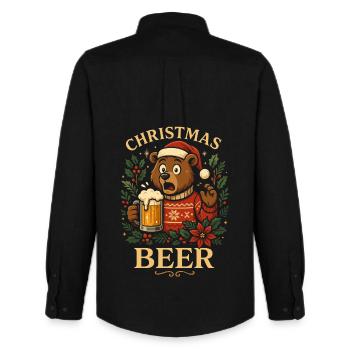 Christmas Beer Lustiger Bär Weihnachts Shirt - Männer Oxford Hemd von Stanley/Stella - Schwarz - Hinten - AI Model Male 185 dark (185cm)