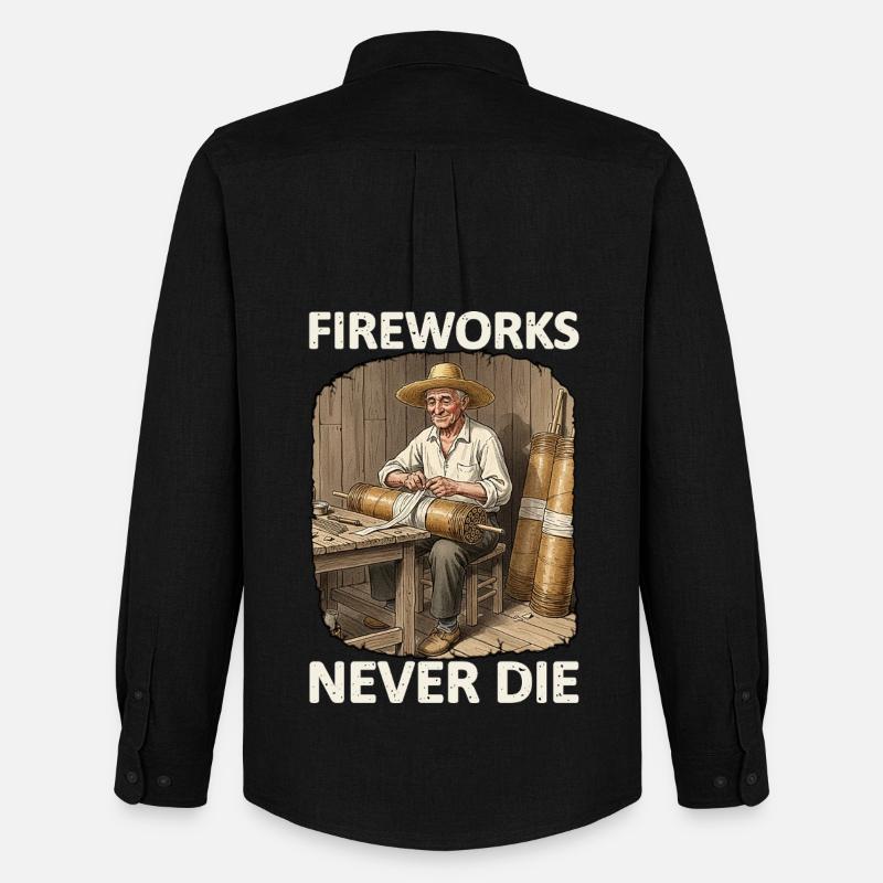Fireworks Never Die Pyro - Männer Oxford Hemd von Stanley/Stella - Schwarz