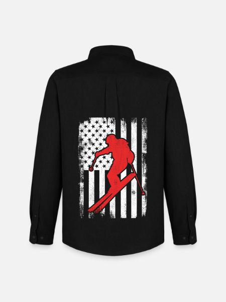 July 4 Ski USA - Men's Oxford Shirt by Stanley/Stella - black