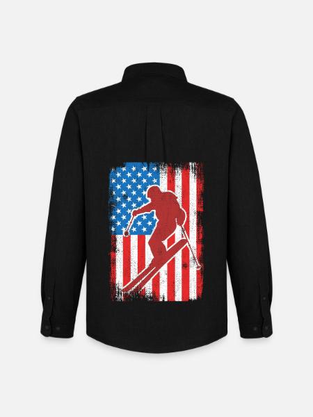 USA Patriotic Skier - Men's Oxford Shirt by Stanley/Stella - black