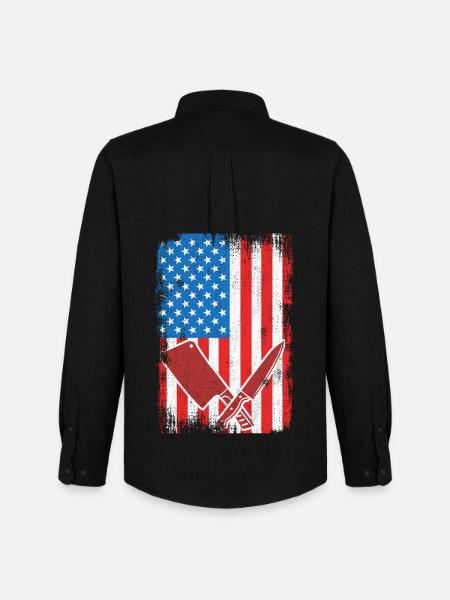 US Flagge Schlachter - Männer Oxford Hemd von Stanley/Stella - Schwarz