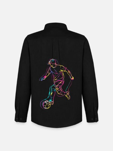 Soccer Player Line Art - Men's Oxford Shirt by Stanley/Stella - black
