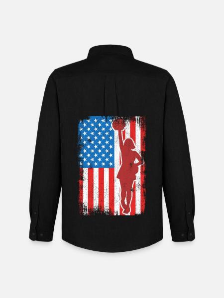 USA Patriotic Cheerleader - Men's Oxford Shirt by Stanley/Stella - black