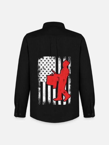 USA Patriotic drummer - Men's Oxford Shirt by Stanley/Stella - black