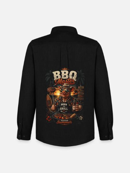 BBQ Master Tropic Pig - Humorous - Men's Oxford Shirt by Stanley/Stella - black