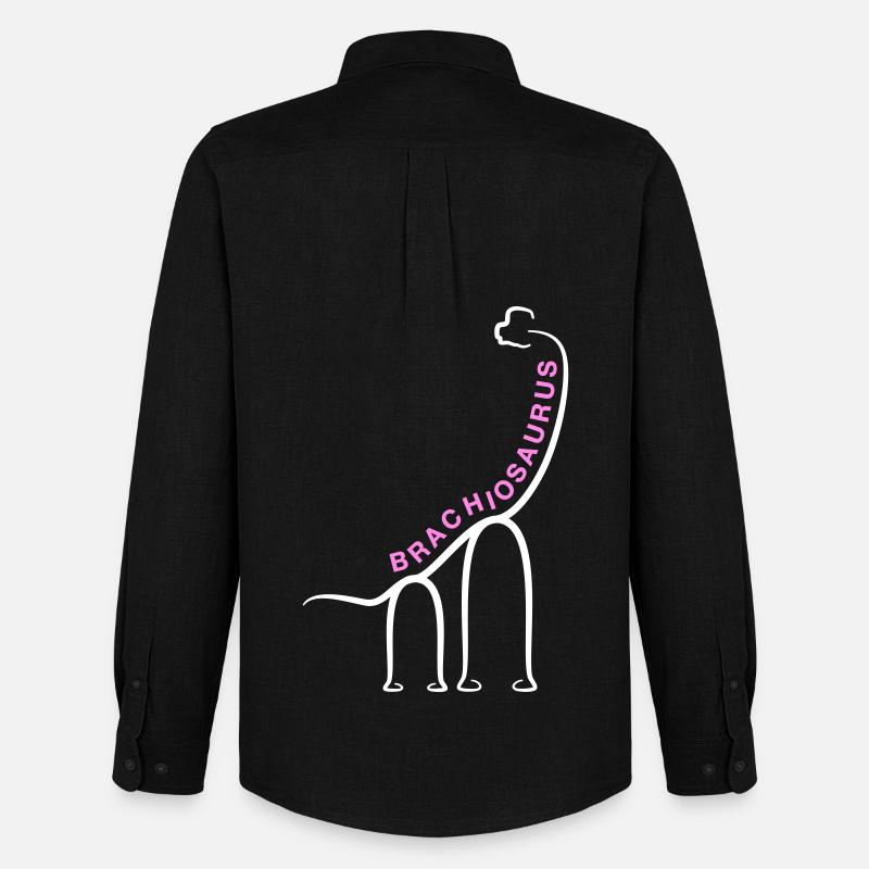 Dinosaurier Brachiosaurus Dino Liniengrafik - Männer Oxford Hemd von Stanley/Stella - Schwarz
