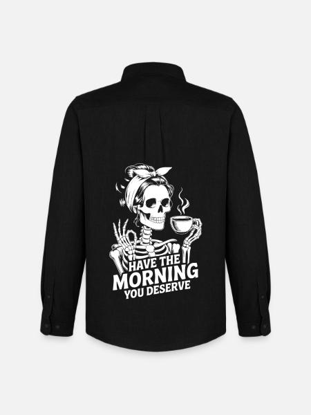 Coffee Kick Skeleton Morning Ritual - Men's Oxford Shirt by Stanley/Stella - black