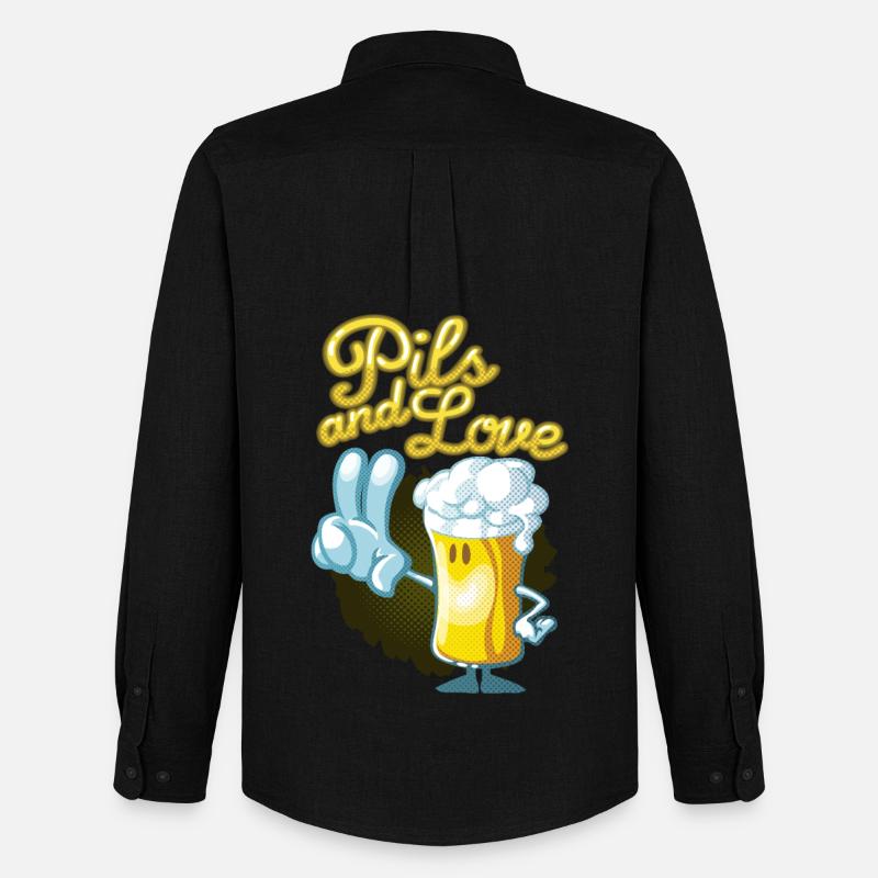 Pils und Liebe Toon - Männer Oxford Hemd von Stanley/Stella - Schwarz