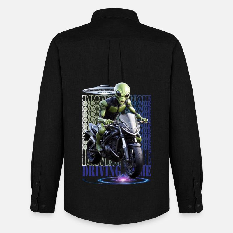Alien auf Motorrad - Männer Oxford Hemd von Stanley/Stella - Schwarz