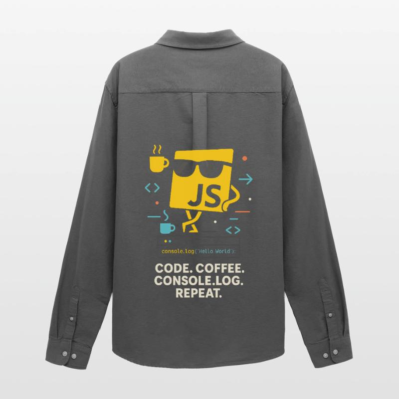 Code Coffee Console.log Repeat JavaScript Programm Männer Oxford Hemd von Stanley/Stella