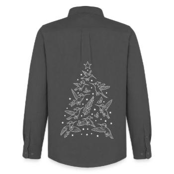 Arbre de Noël colibris - Chemise Oxford homme Stanley/Stella - charbon - Dos - AI Model Male 185 dark (185cm)