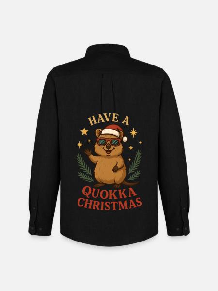 Have A Quokka Christmas - Men's Oxford Shirt by Stanley/Stella - black