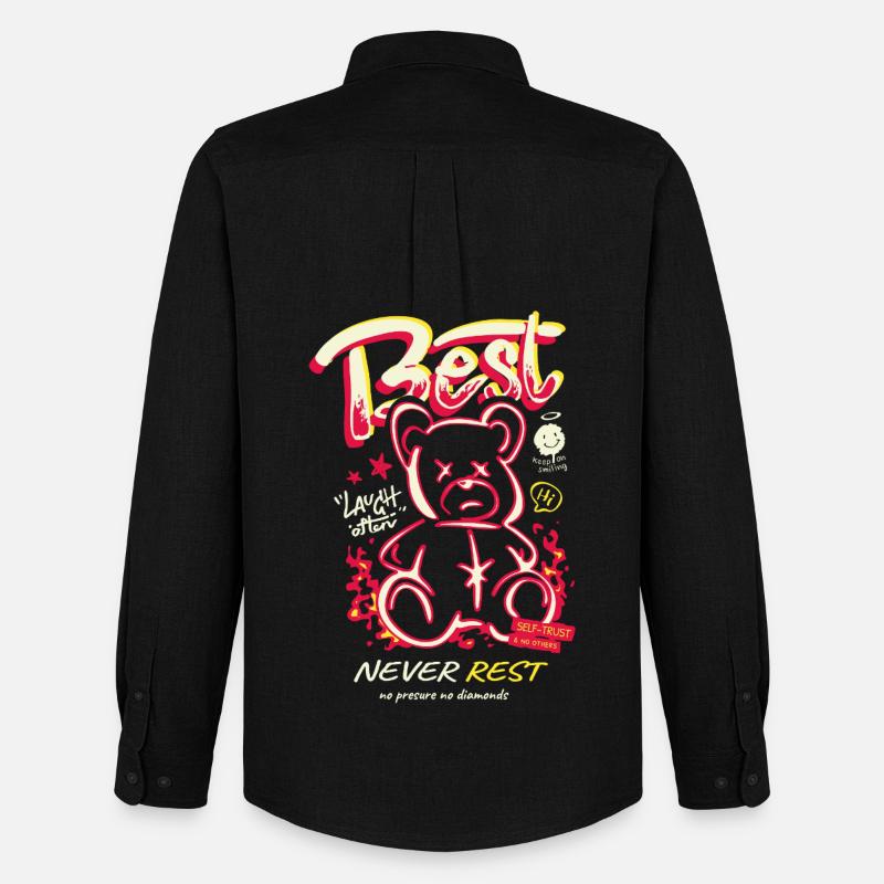 Best Never Rest Neon Teddy - Männer Oxford Hemd von Stanley/Stella - Schwarz