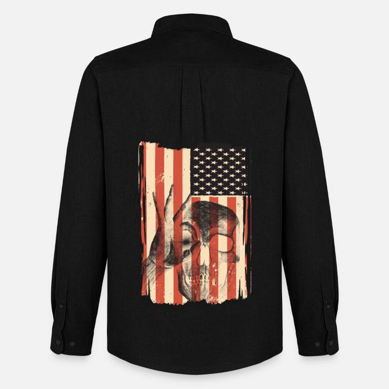 Drapeau des États-Unis avec crâne - Chemise Oxford homme Stanley/Stella - noir
