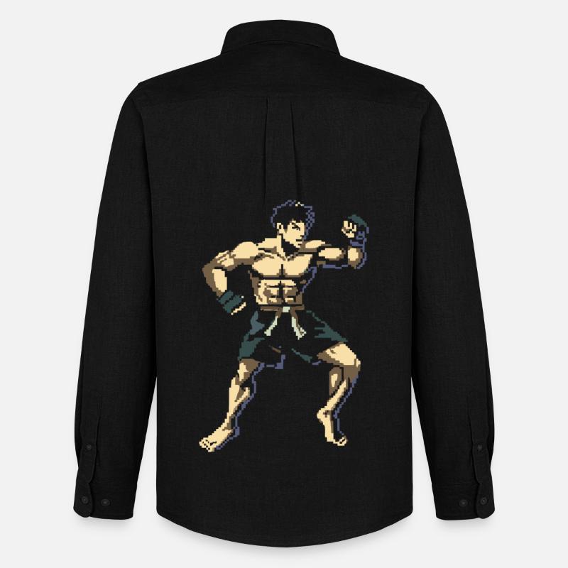 Kickboxer Pixel Grafik - Männer Oxford Hemd von Stanley/Stella - Schwarz