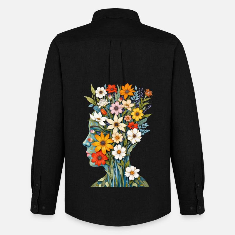 Abstrakte Kunst Blumen - Männer Oxford Hemd von Stanley/Stella - Schwarz