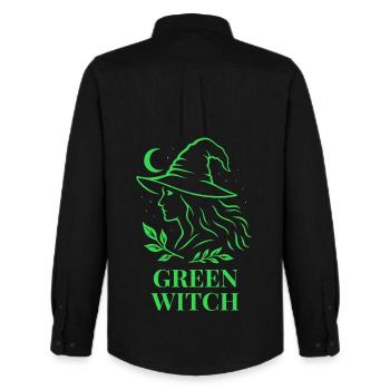 Green Witch mit Mond und Blättern in Grün - Männer Oxford Hemd von Stanley/Stella - Schwarz - Hinten - AI Model Male 185 dark (185cm)