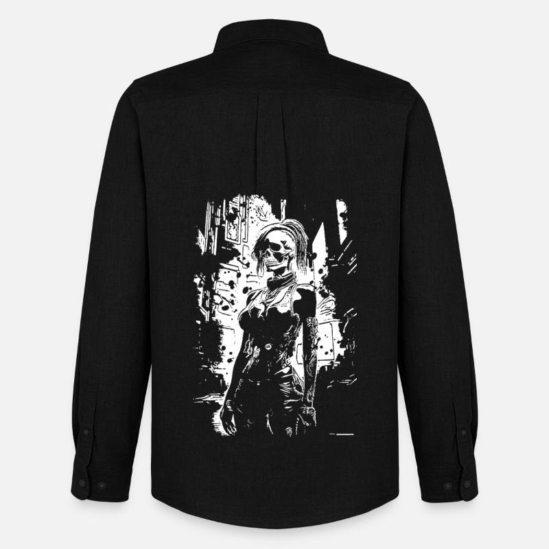 Skull Face Urbanheld - Männer Oxford Hemd von Stanley/Stella - Schwarz