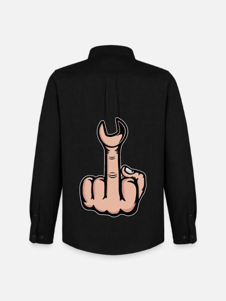 Middle Finger Stinger Finger Wrench - Men's Oxford Shirt by Stanley/Stella - black