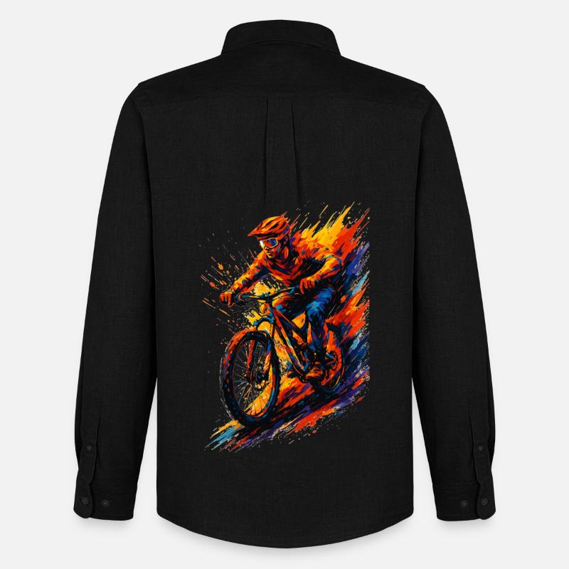 Mountainbiking Mountainbiker MTB cool Geschenk - Männer Oxford Hemd von Stanley/Stella - Schwarz
