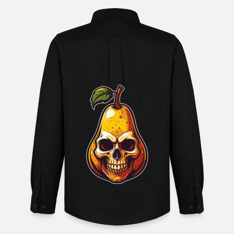 Birnen Skull Comic Style - Männer Oxford Hemd von Stanley/Stella - Schwarz