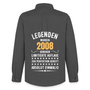 Édition Limitée 2007 18ème Cadeau d’Anniversaire - Chemise Oxford homme Stanley/Stella - charbon - Dos - AI Model Male 185 dark (185cm)