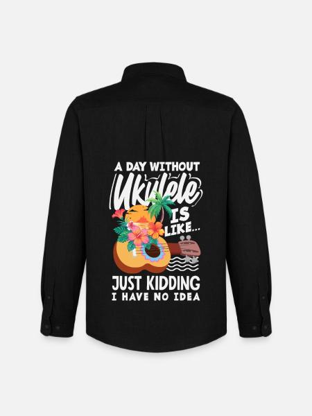 Funny Ukulele Designs and Sayings - Men's Oxford Shirt by Stanley/Stella - black
