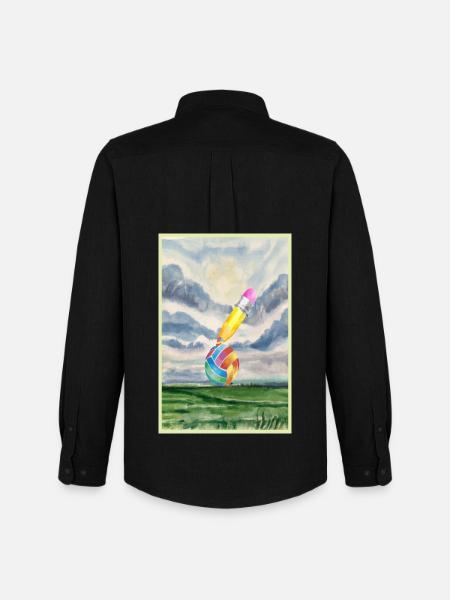 Paysage aquarelle avec boule - Chemise Oxford homme Stanley/Stella - noir