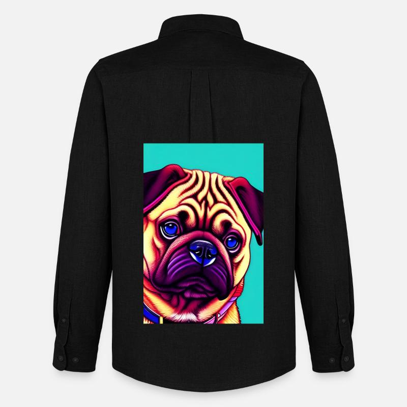 Mops Hund - Männer Oxford Hemd von Stanley/Stella - Schwarz